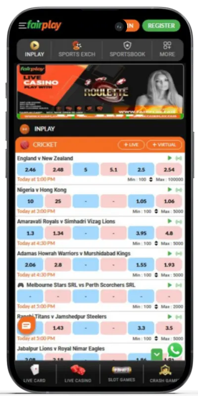 FairPlay app home screen